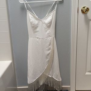 Charlotte Russe bright white fringed dress